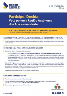 Eleição da Assembleia Legislativa da Região Autónoma dos Açores | Voto Antecipado |