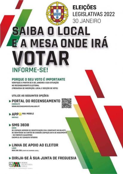 Eleições Legislativas 2022 - Saiba Onde Votar